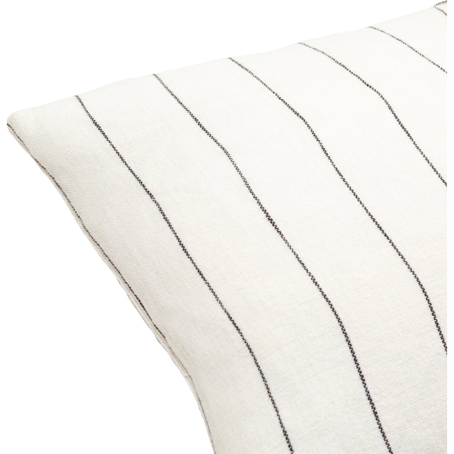 007 SI-1885225,SI-1885226 | Closeup | Linen Stripe Buttoned Pillow - 32436 by Surya in white, black. Made from 100% linen in a cottage & farmhouse style.