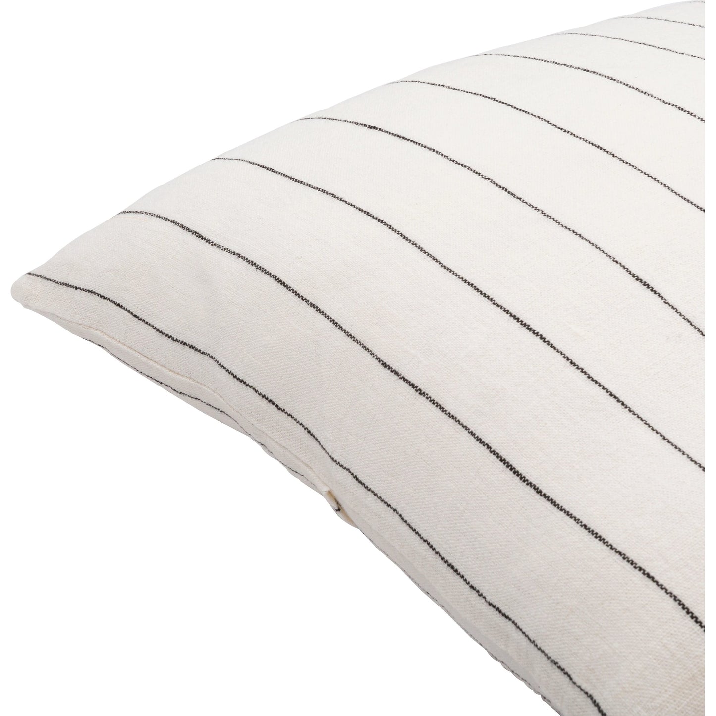 006 SI-1885225,SI-1885226 | Closeup | Linen Stripe Buttoned Pillow - 32436 by Surya in white, black. Made from 100% linen in a cottage & farmhouse style.