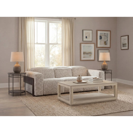 Atlas Power Sofa with Power Headrest by Hooker Furniture in odyssey frost and ebony. Made from fabric in a transitional style.