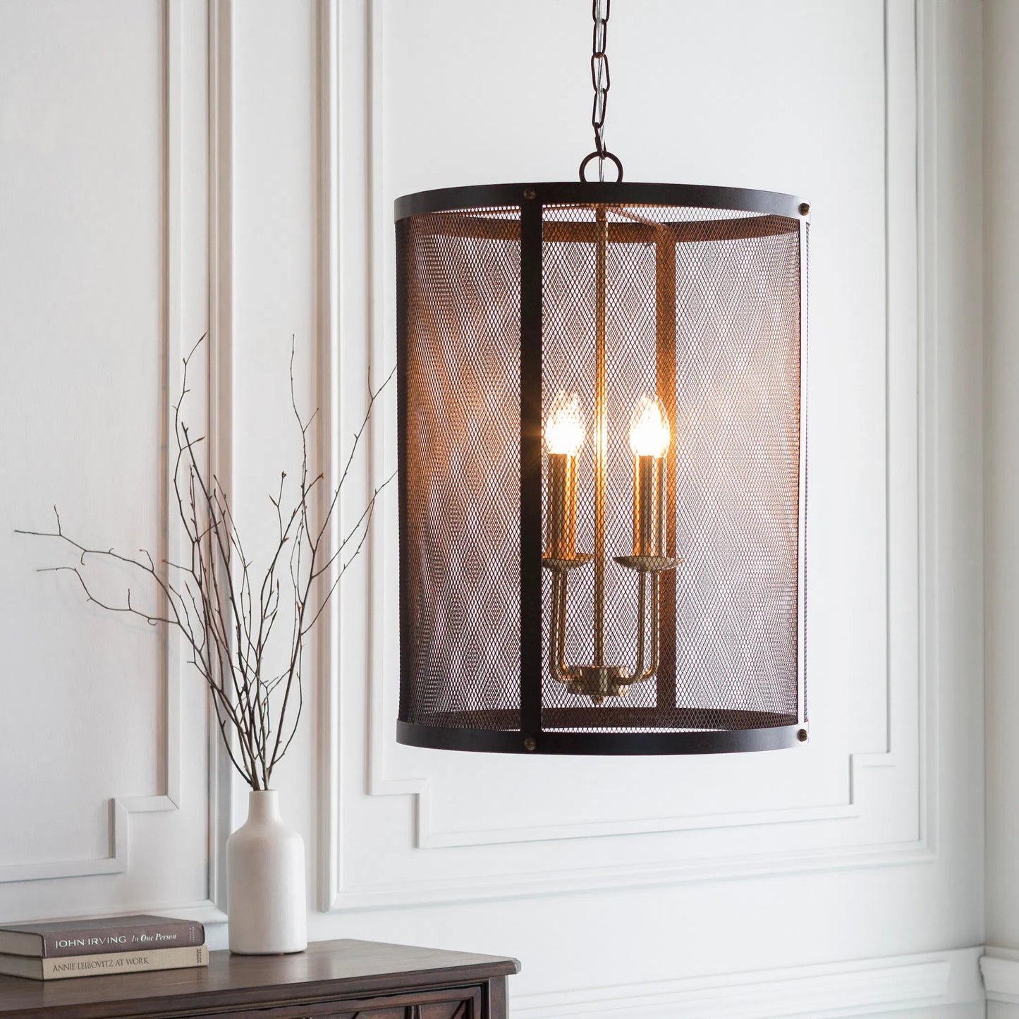 005 S-347277 | Lifestyle | Lombard Ceiling Light - 22230 by Surya in translucent, metallic bronze, metallic brass and oil rubbed bronze. Made from metal, metal mesh in a transitional style.