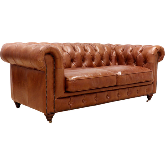 001 SI-1990604 | Primary Silo | Chester Bay Loveseat by Pasargad Home in brown. Made from leather in a traditional style.