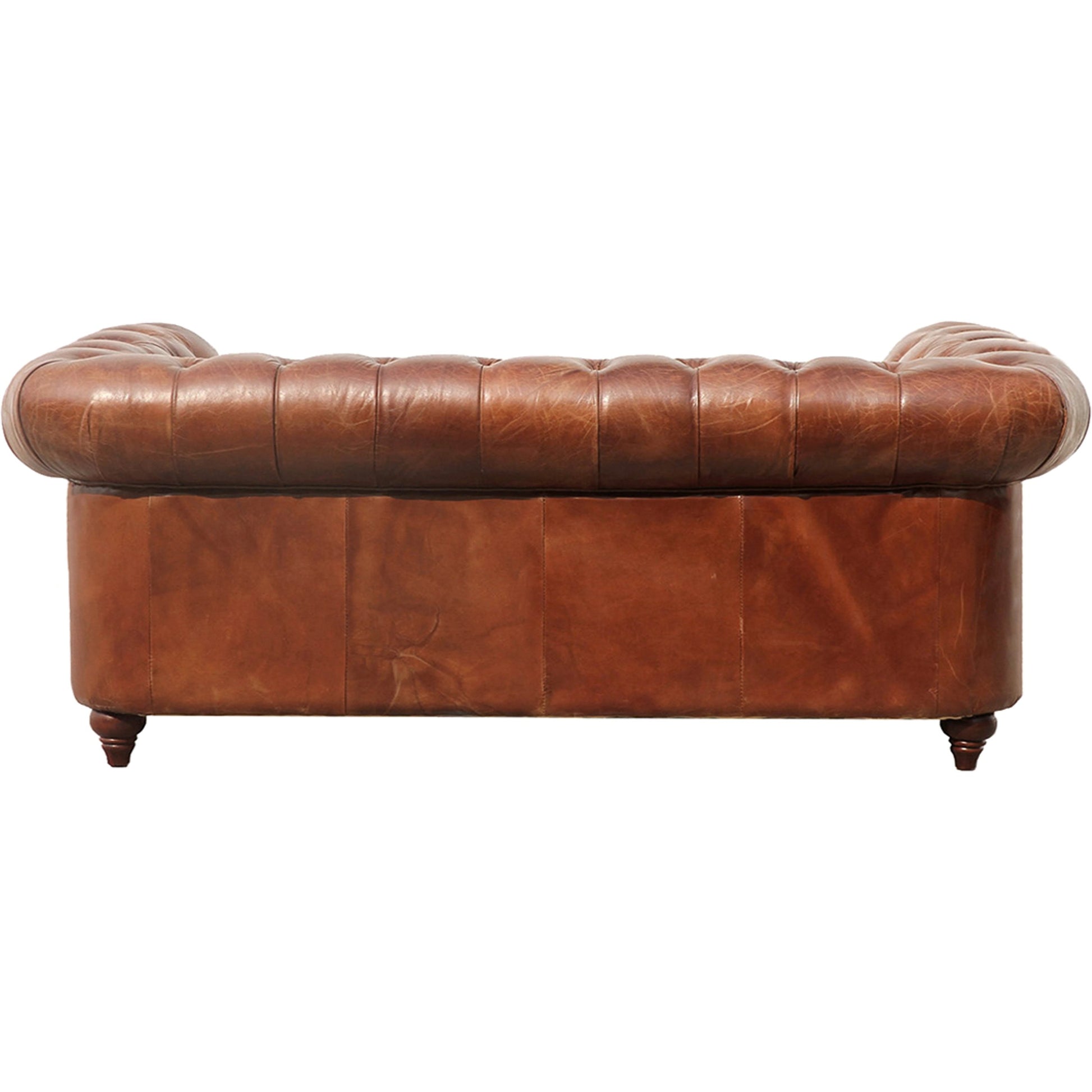 Chester Bay Loveseat by Pasargad Home in brown. Made from leather in a traditional style.