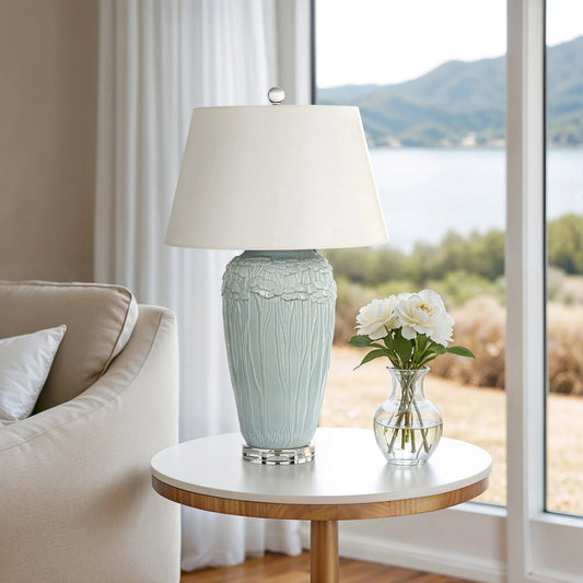 Summer Clouds Lamp by Bradburn Home. Made from ceramic in a traditional style.