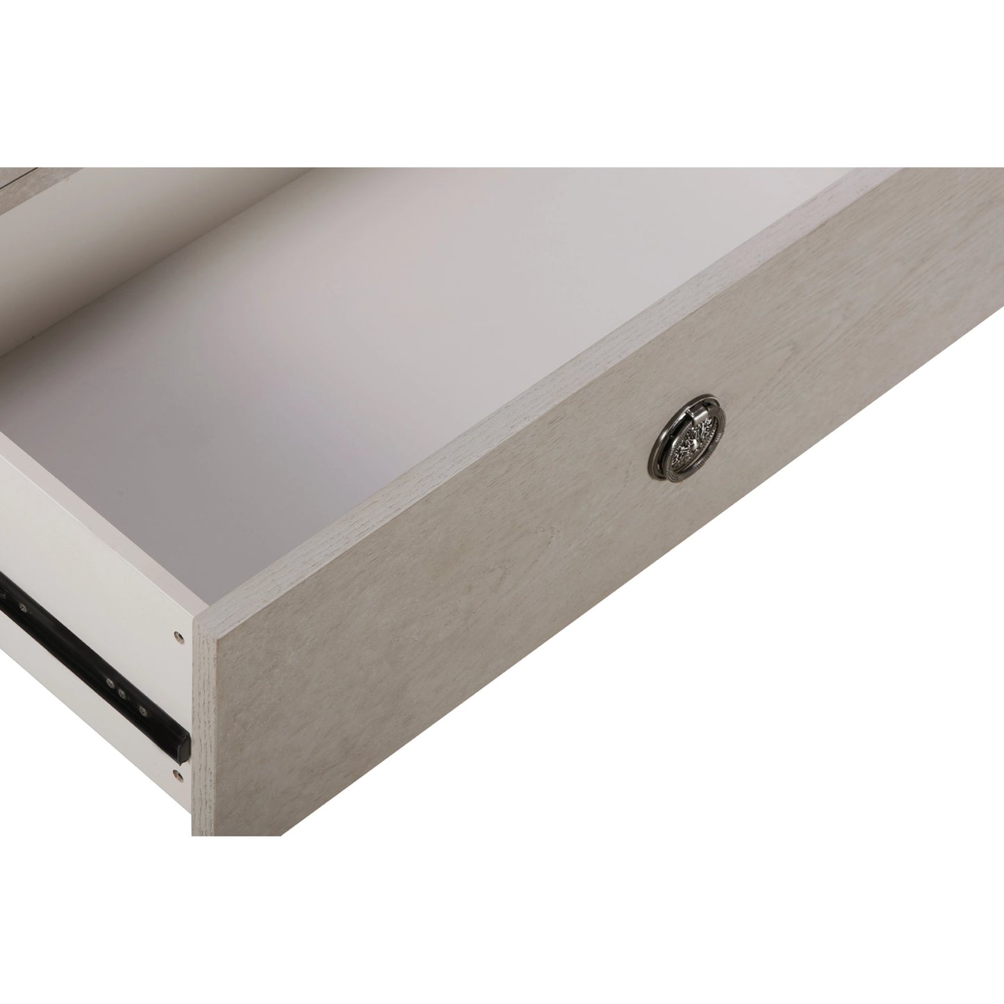 006 SI-2130659 | Closeup | Zest 5 Drawer Chest by Zest in greige. Made from rubberwood, oak veneer in a modern style.