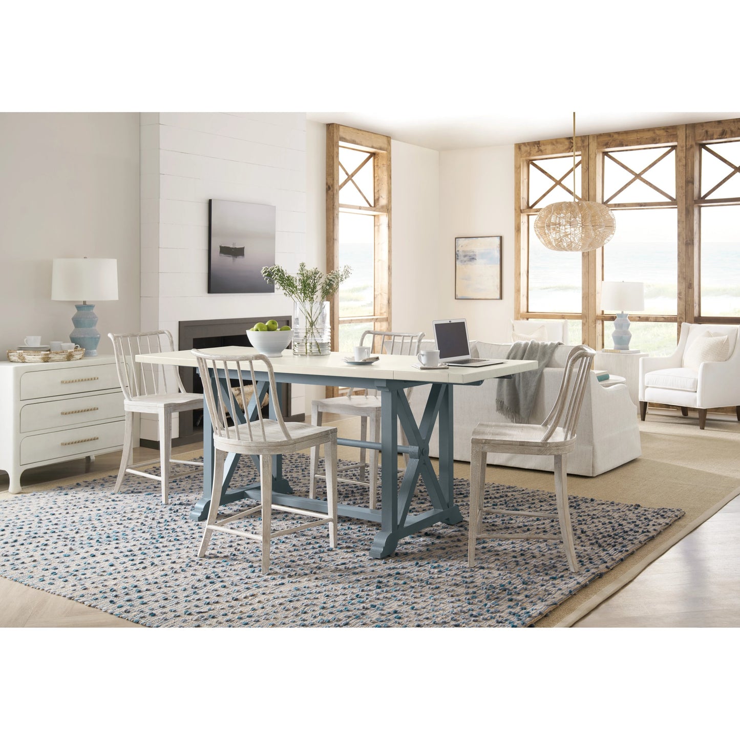 006 SI-1900872 | Lifestyle | Serenity Piers Friendship Table by Hooker Furniture in shell, seaspray. Made from oak veneers, a solid-wood edge top in a modern style.