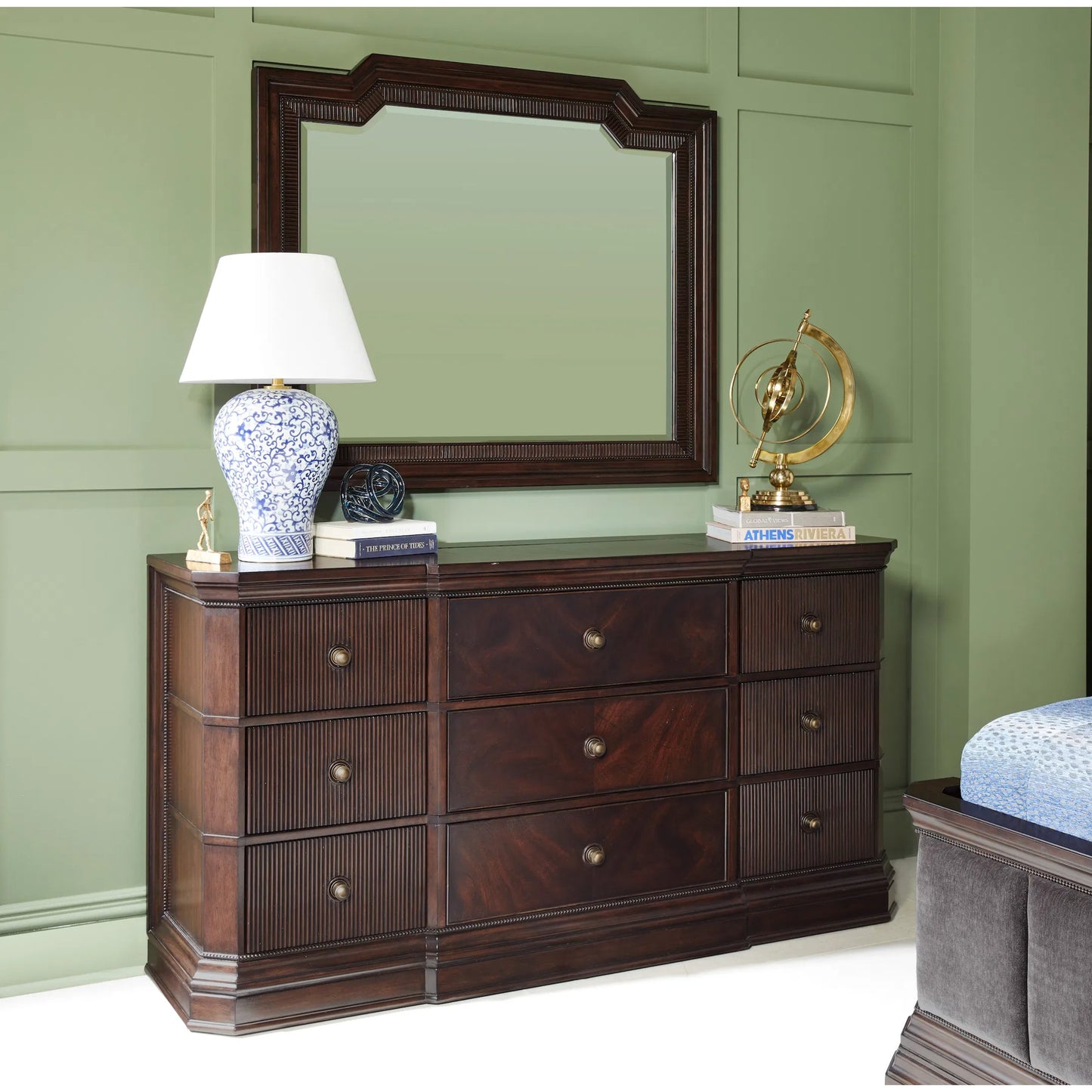 007 SI-2334464 | Lifestyle | Revival Dresser Mirror by A.R.T. Furniture in brown and napa mahogany. Made from rubberwood solids, glass, resin in a traditional style.