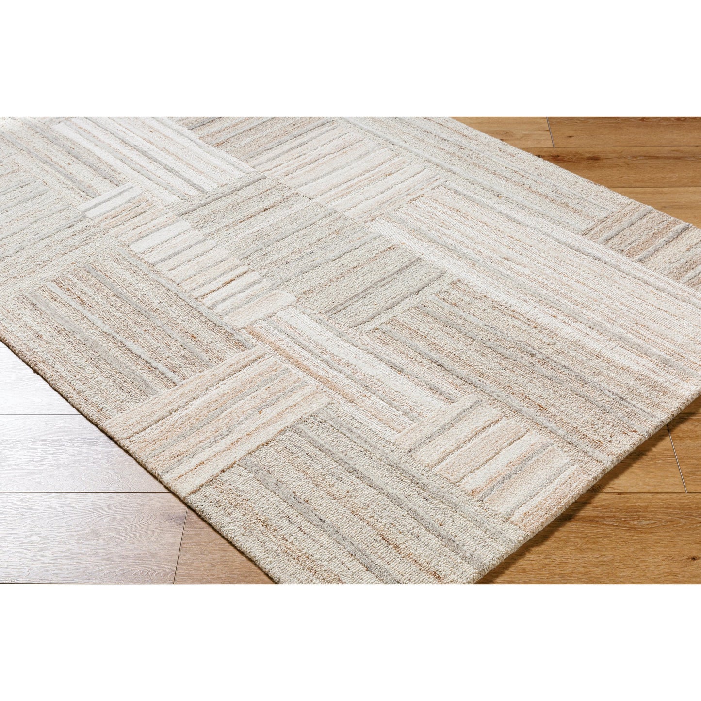 005 SI-2164994,SI-2164995,SI-2164996,SI-2164997 | Closeup | La Puna Rug - 532856 by Livabliss in ash, light silver, pearl, khaki. Made from wool in a unique style.