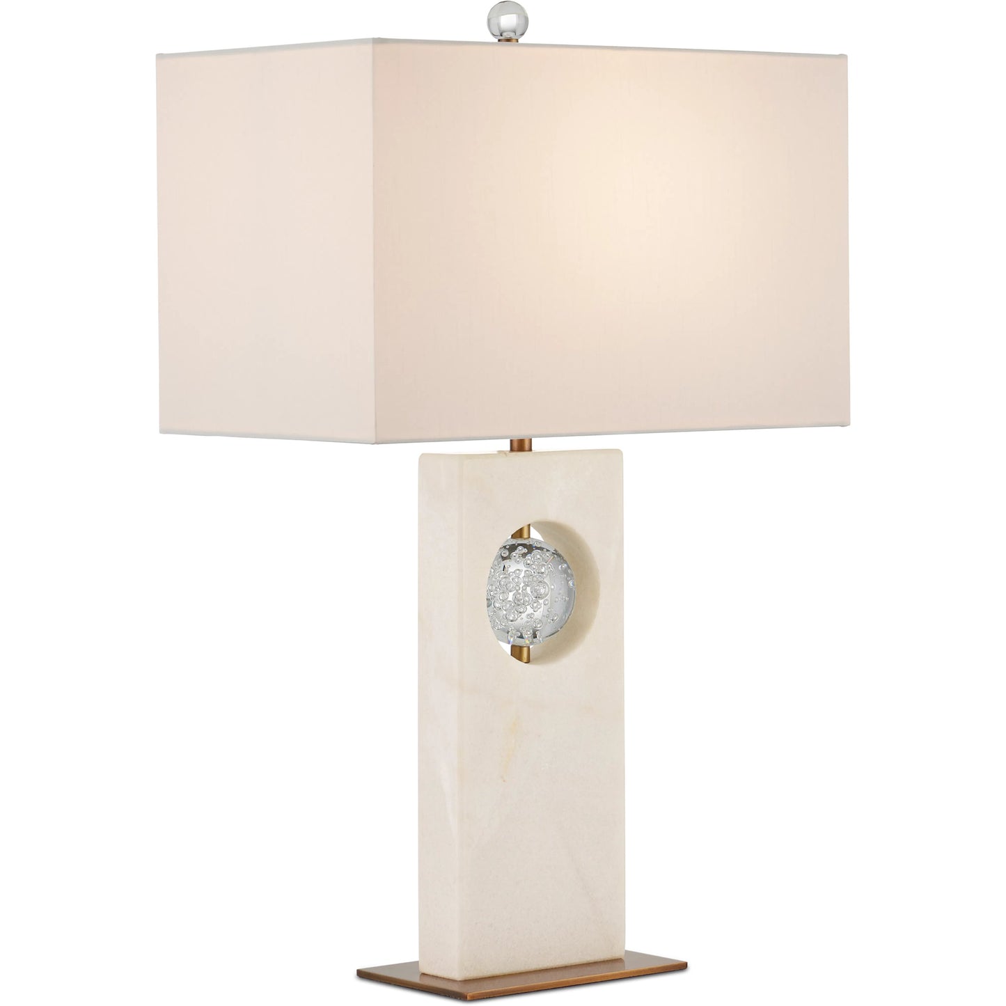 005 SI-2191811 | Additional Silo | Radiant Table Lamp by Currey and Company in white, clear, antique brass. Made from white marble, glass, metal in a modern style.