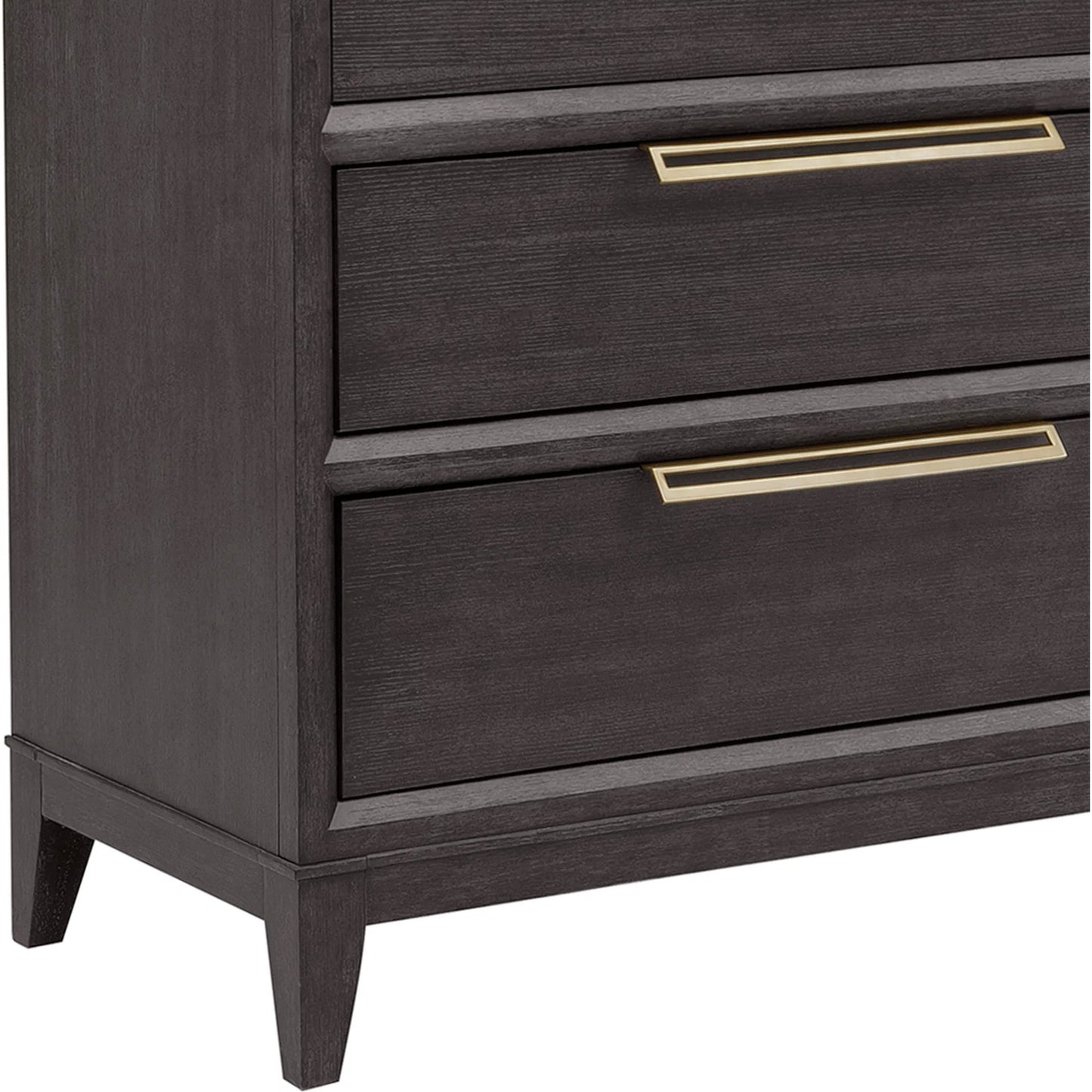 004 SI-2238773 | Closeup | Quincy 6-Drawer Dresser by Pulaski Furniture in molasses. Made from ash wood veneers in a unique style.