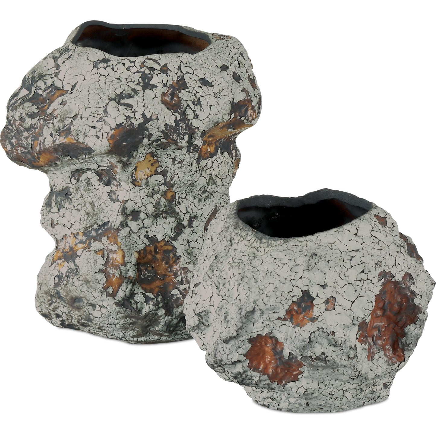 006 SI-2191728,SI-2191729 | Additional Silo | Grotesque Vase by Currey and Company in off-white, gray, burnt orange. Made from porcelain in a modern style.