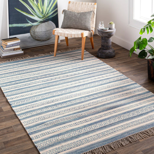 Lawry Rug - 13104 by Surya in navy, ice blue, cream. Made from wool, cotton in a unique style.