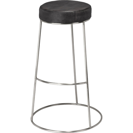 Henry Round Leather Bar Stool by Lifestyle by JY. Made from leather, metal in a modern style.
