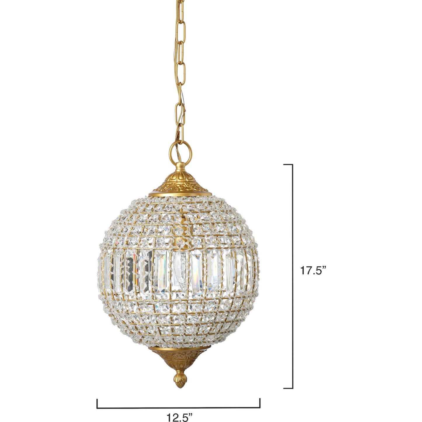 002 SI-1961220 | Additional Silo | Crystal Orb Pendant by Lifestyle by JY in antique gold. Made from iron & crystals in a traditional style.