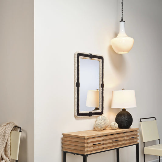 Contrast Rectangle Mirror by Lifestyle by JY in black & off white. Made from cotton, jute in a cottage & farmhouse style.