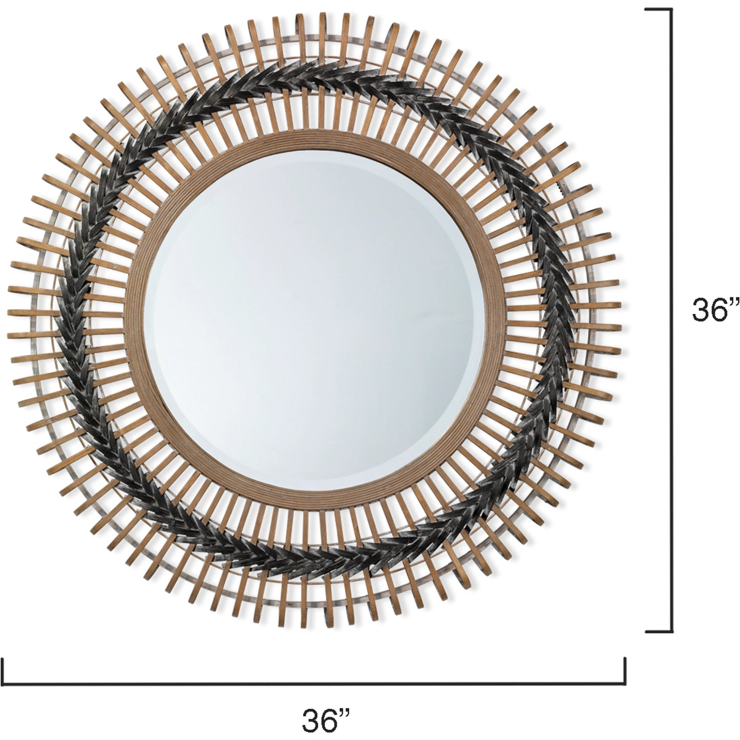 002 SR-867140 | Additional Silo | Grove Braided Mirror by Lifestyle by JY in gray, natural. Made from bamboo in a modern style.