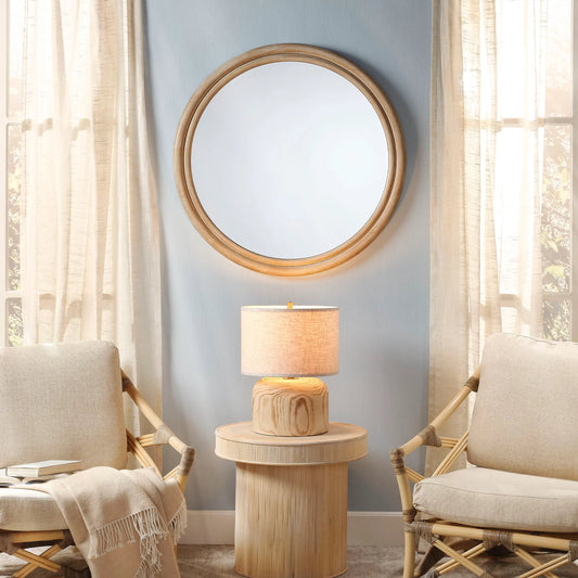 Riley Mirror by Jamie Young in natural and natural wood. Made from mdf, mirror in a transitional style.