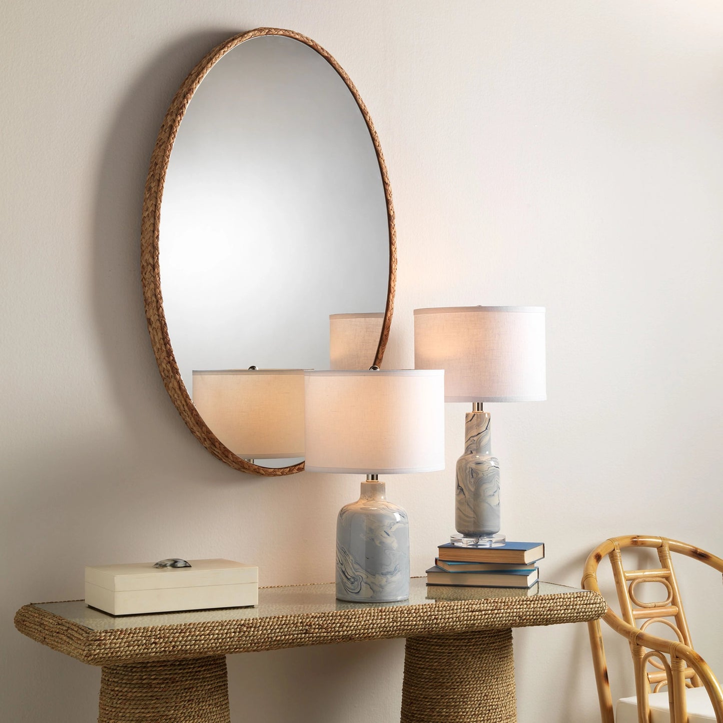 008 SR-912984 | Lifestyle | Sparrow Braided Oval Mirror by Lifestyle by JY in natural seagrass. Made from seagrass in a eclectic & global style.
