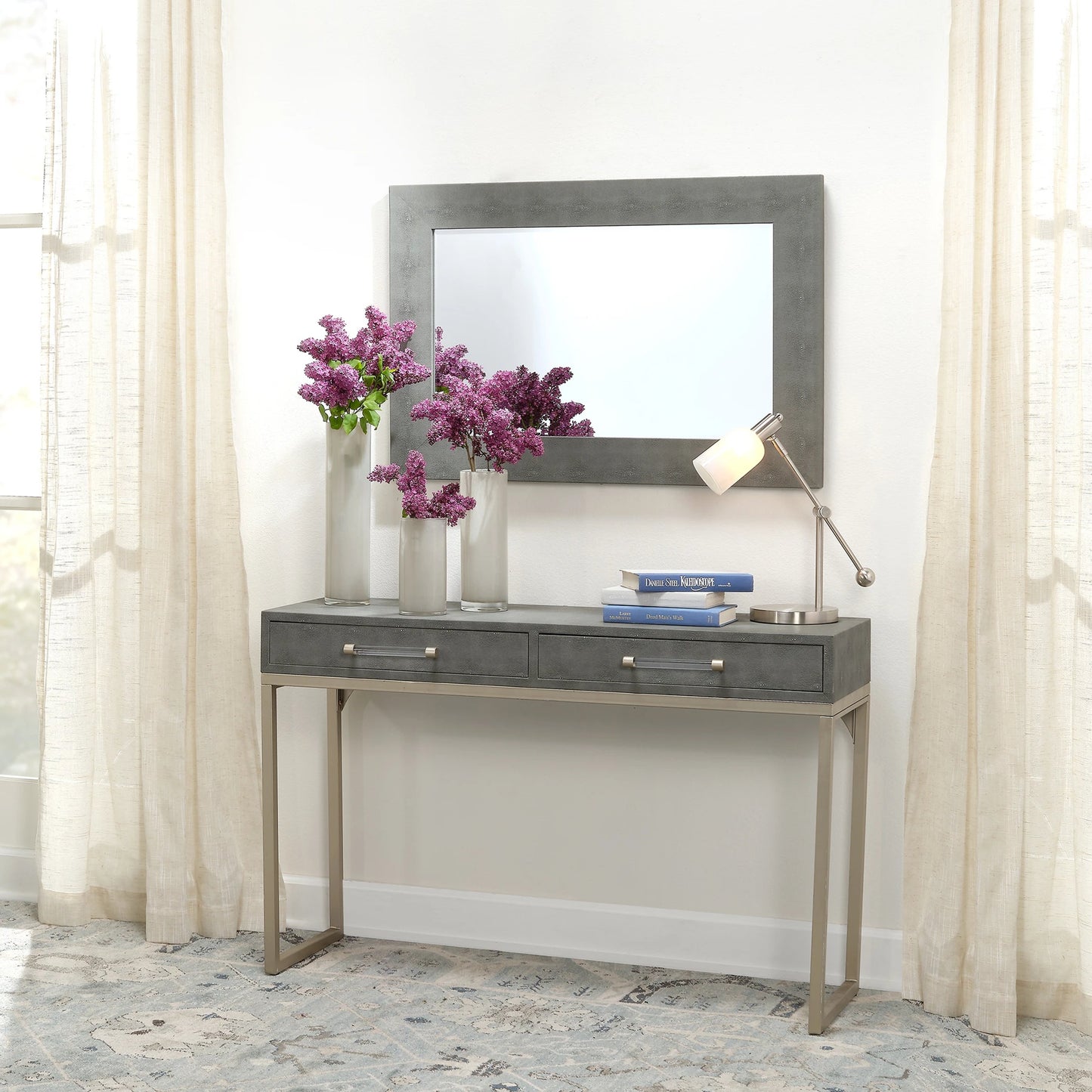010 SI-1961324 | Lifestyle | Structure Rectangle Mirror by Lifestyle by JY. Made from faux shagreen and glass in a modern style.