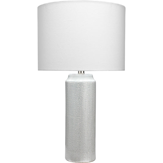 Bella Table Lamp by Jamie Young in light blue patterned. Made from ceramic in a modern style.