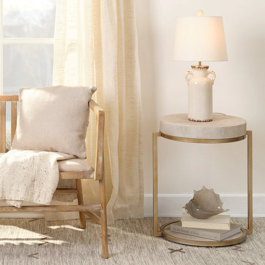 Piper Table Lamp by Lifestyle by JY in cream. Made from ceramic in a cottage & farmhouse style.