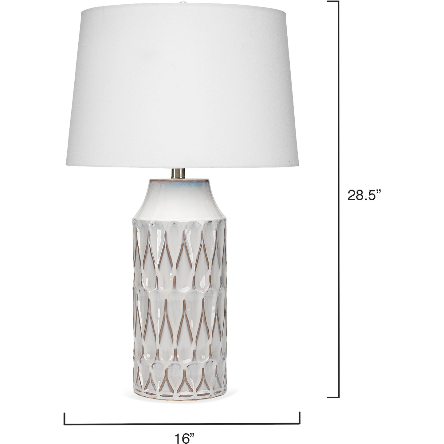 002 SR-819642 | Additional Silo | Dalia Table Lamp by The Livingston Collection in white patterned ceramic. Made from ceramic, linen in a coastal style.
