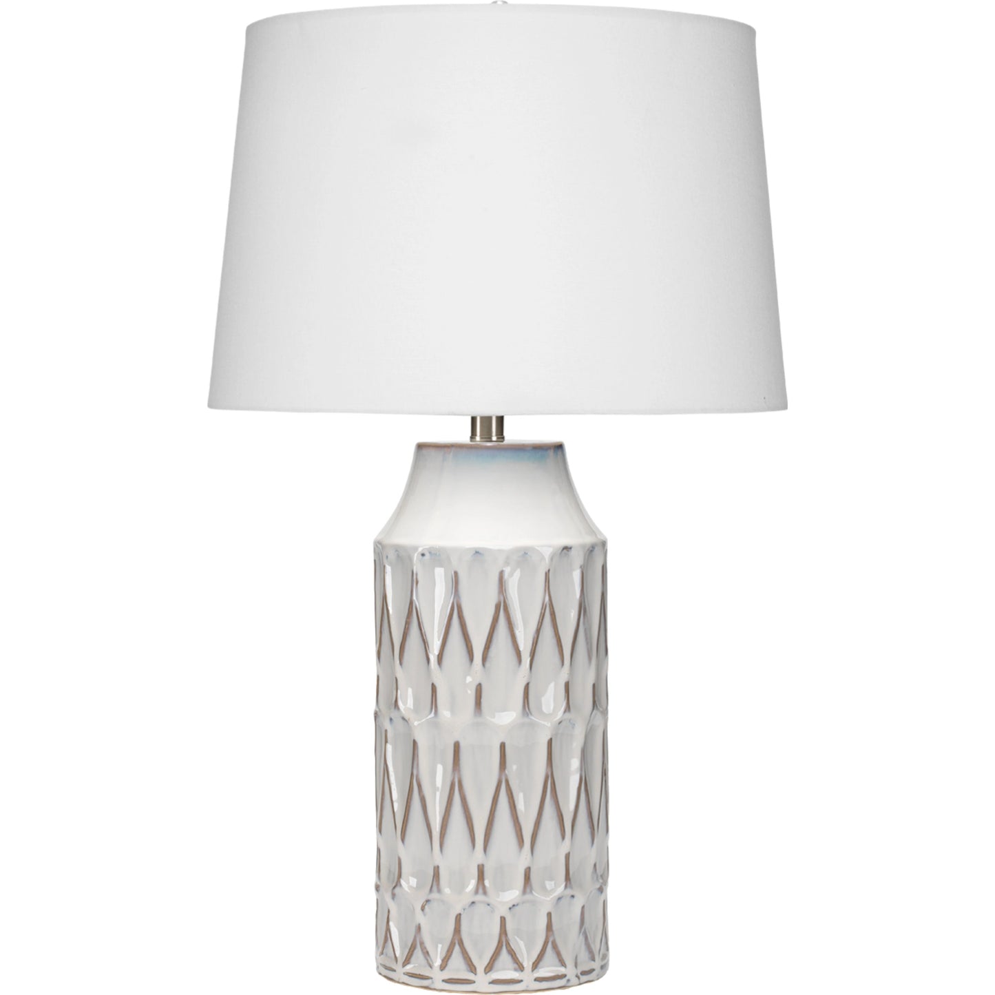 001 SR-819642 | Additional Silo | Dalia Table Lamp by The Livingston Collection in white patterned ceramic. Made from ceramic, linen in a coastal style.