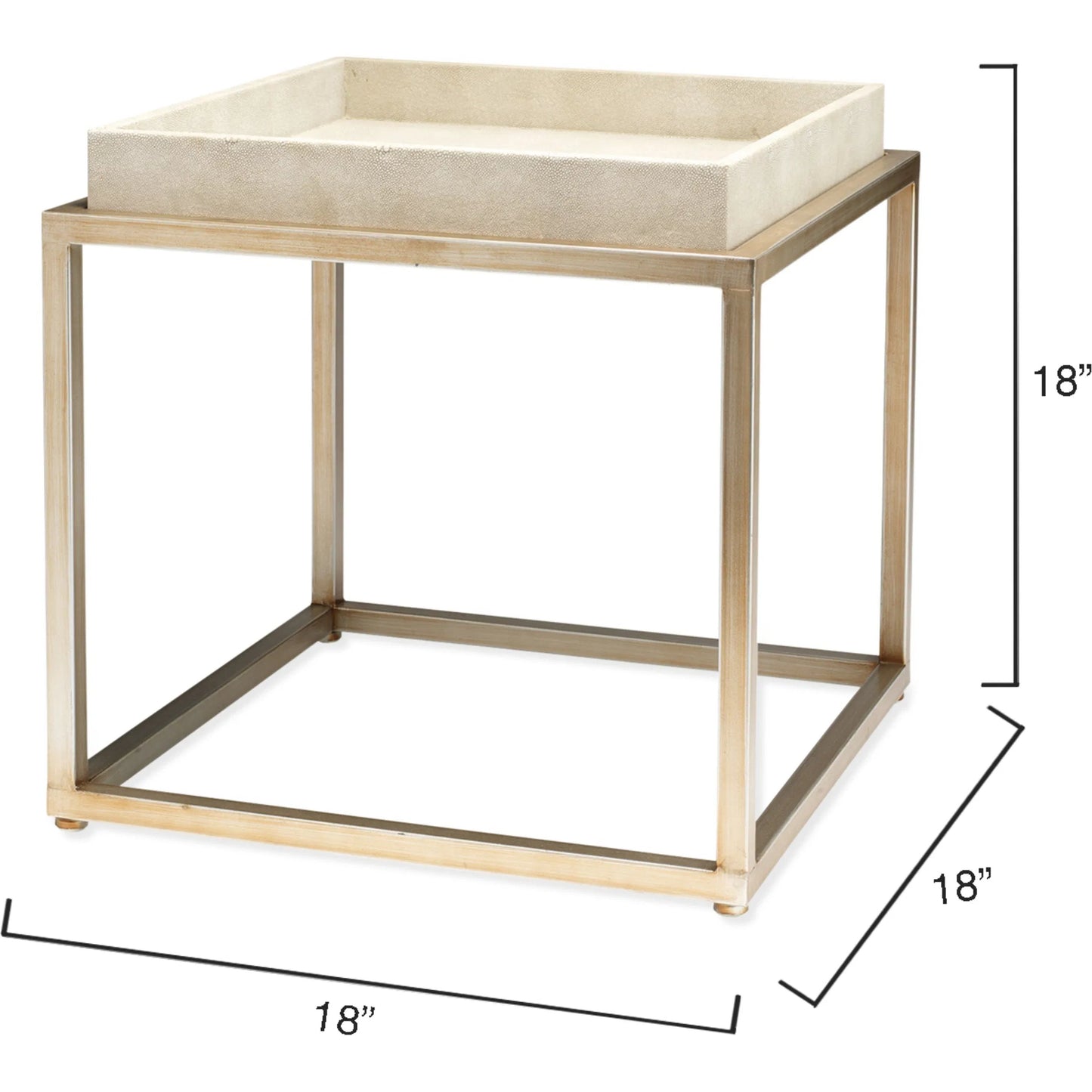 002 SR-819670 | Additional Silo | Jax Square Side Table by The Livingston Collection in ivory faux shagreen, antique brass metal. Made from faux shagreen, metal in a transitional style.