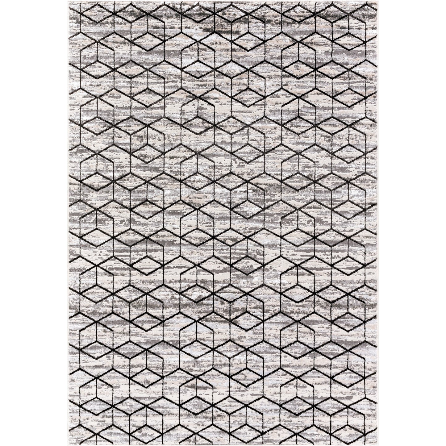 001 SI-2168894,SI-2168895 | Primary Silo | Lustro Rug - 536974 by Livabliss in gray, light beige, black, light gray, charcoal, white. Made from polypropylene, polyester in a unique style.