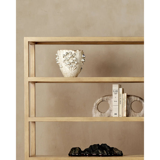 Forest Mushrooms Ivory Vase by Currey and Company in cream, reactive blue. Made from ceramic in a eclectic & global style.