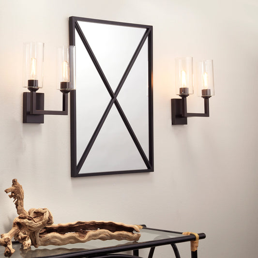 Xander Mirror by Lifestyle by JY in black with plain mirror. Made from metal in a rustic style.