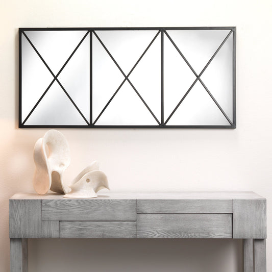 Xyla Mirror by Lifestyle by JY in black with plain mirror. Made from metal in a rustic style.