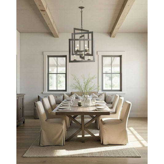 Middleton Chandelier by Currey and Company. Made from wrought iron in a modern style.