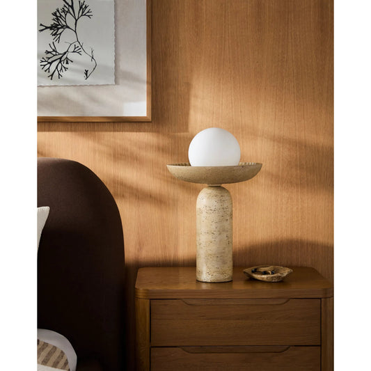 Laterza Accent Table Lamp by Surya in wheat. Made from resin in a unique style.