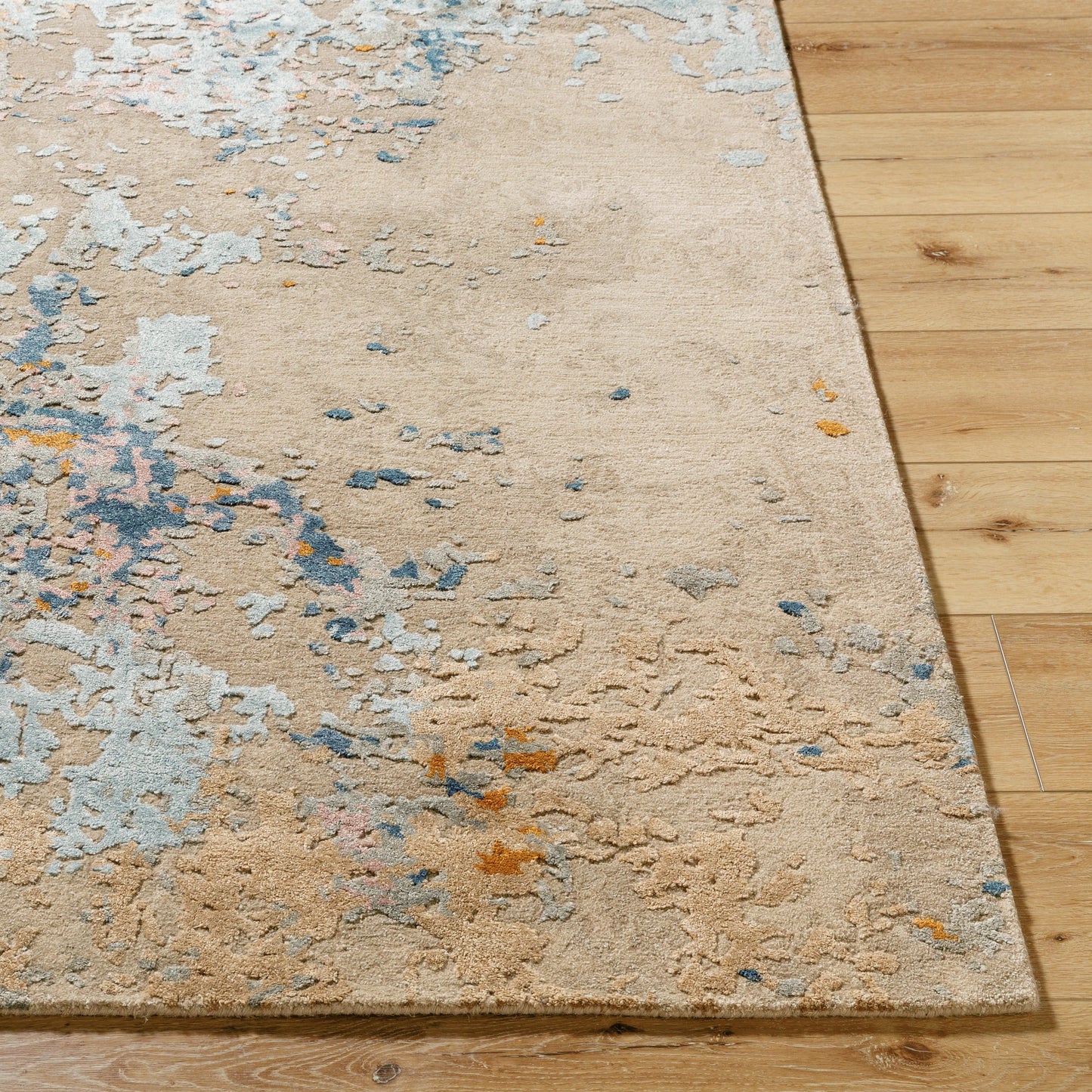 004 SI-2165346,SI-2165347,SI-2165348,SI-2165349,SI-2165350 | Closeup | Lukla Rug - 534490 by Surya in khaki, silver, prairie dust, sage. Made from viscose, wool in a unique style.