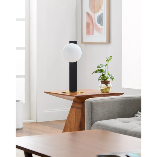 Lubango Accent Table Lamp by Surya in metallic brass, white, black and hand painted. Made from iron, glass in a modern style.
