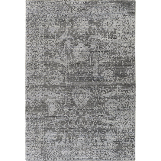 Lucknow Rug - 25225 by Surya in charcoal, light slate, black. Made from 75% viscose, 25% wool in a unique style.