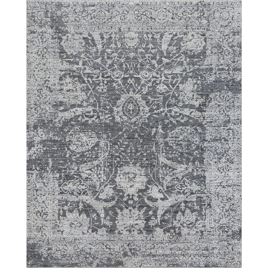 Lucknow Rug - 25225 by Surya in charcoal, light slate, black. Made from 75% viscose, 25% wool in a unique style.