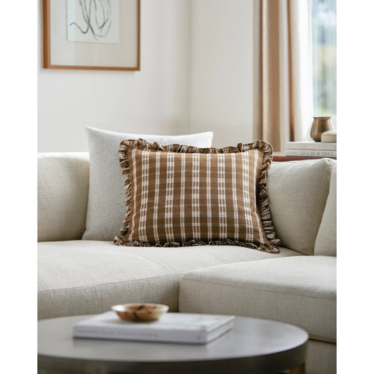 Louisville Pillow - 497690 by Surya in taupe, off-white. Made from front: 100% cotton, back: 100% cotton in a cottage & farmhouse style.
