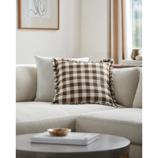 Louisville Pillow - 497710 by Livabliss in olive, white. Made from front: 100% cotton, back: 100% cotton in a cottage & farmhouse style.