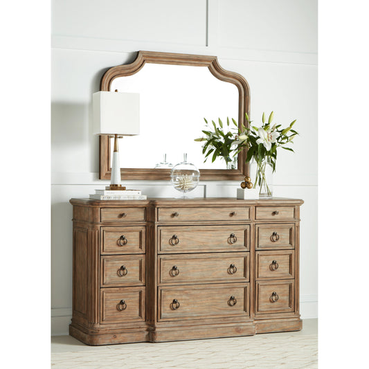 Architrave Dresser by A.R.T. Furniture in almond. Made from pine solids and veneer, metal in a traditional style.