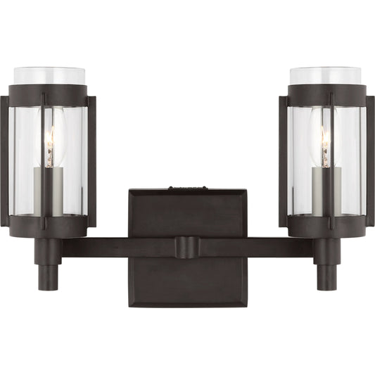 Flynn 2 - Light Vanity by Visual Comfort & Co. in aged iron. Made from unique in a cottage & farmhouse style.