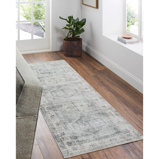 Lavable LVB-2319 Rug by Livabliss in ivory, charcoal, slate gray, taupe, misty blue. Made from face: 100% polyester in a unique style.