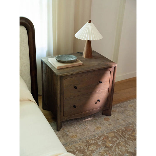 Mabel Nightstand by Moe's Home Collection in dark brown. Made from entire structure, drawer front, solid acacia wood, drawer acacia veneer over mdf in a unique style.