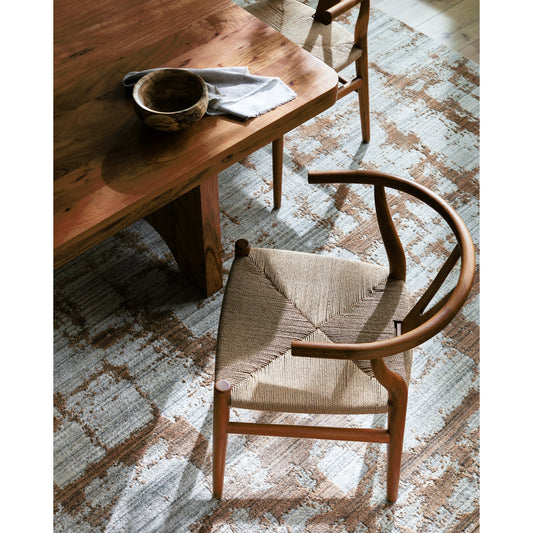 Linxia Dining Chair - 479708 (Set of 2) by Surya in wheat, brown and hand painted, lacquered. Made from top: seagrass, base: teak in a coastal style.