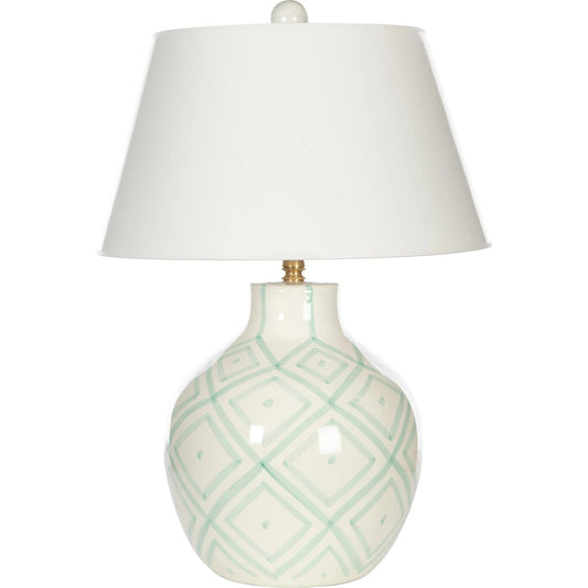 Aqua Prism Lamp by Bradburn Home in white, aqua. Made from ceramic in a modern style.