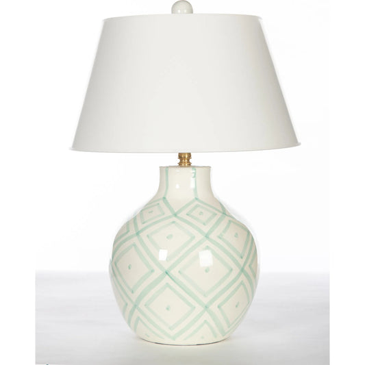 Aqua Prism Lamp by Bradburn Home in white, aqua. Made from ceramic in a modern style.