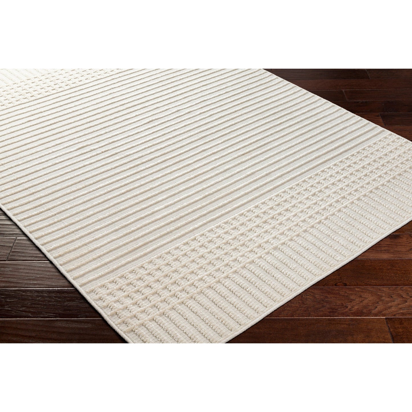 007 SI-1918747,SI-1918748,SI-1918749,SI-1918750,SI-1918751 | Closeup | Lyna Rug by Livabliss in white, off-white. Made from main: 70% polypropylene, main: 30% polyester in a modern style.
