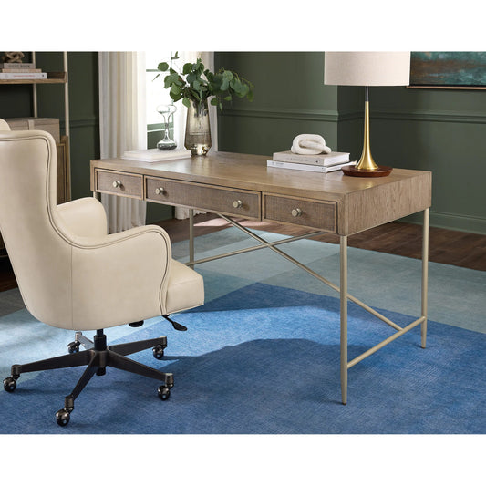 Lazzaro Executive Tilt Swivel Chair by Hooker Furniture in beige. Made from leather in a modern style.