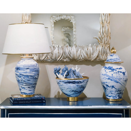Malibu Marble Lamp by Bradburn Home. Made from ceramic in a modern style.