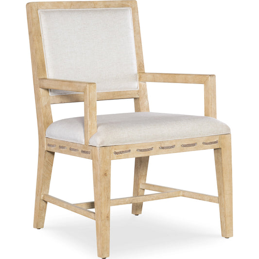 Retreat Cane Back Arm Chair (Set of 2) by Hooker Furniture in wiley snow and dune. Made from wood, cane, performance fabric 70% polyester, 25% viscose, 5% linen in a modern style.